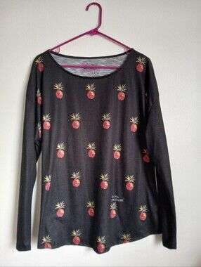 Leoma Lovegrove Black w Pineapple Pattern Size XL Top